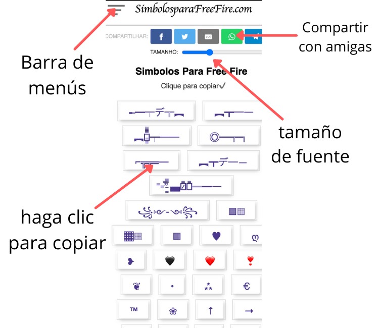 FREE FIRE! Como Personalizar e colocar SÍMBOLOS e LETRAS